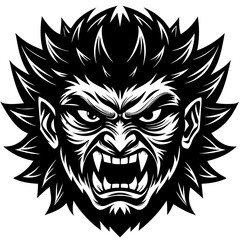 Angry Face Silhouette Vector