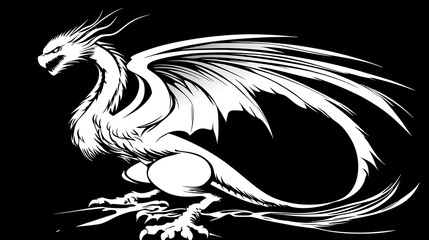 Obraz premium Majestic white dragon illustration.