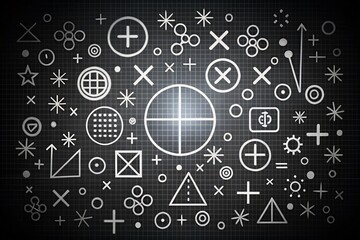 Fototapeta premium Math Symbols & Equations: Black & White Clipart, Rule of Thirds Composition