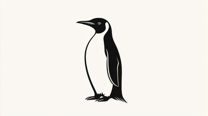 Fototapeta premium Penguin standing proudly antarctica illustration simplistic style frontal view wildlife concept