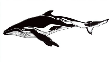 Whale swimming gracefully ocean depths wildlife illustration underwater environment side view marine conservation awareness