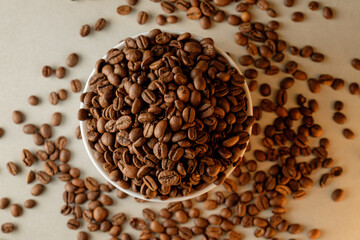 Discovering the rich texture of roasted coffee beans in a cozy kitchen setting