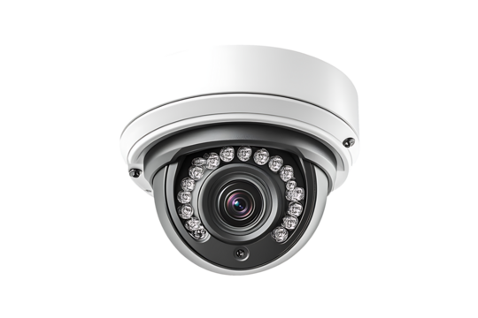 Modern CCTV Security Device Isolated on Transparent Background PNG Image.