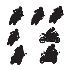motorcycle scooter bike rider icons set silhouette vector design symbol illustrations