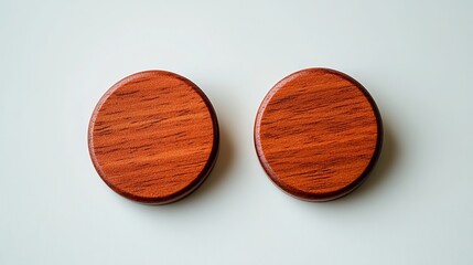 Two elegant wooden coasters on a light background, showcasing their rich color and fine grain patterns, perfect for any table setting.