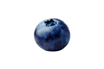 Obraz premium Single Fresh Blueberry Closeup Isolated on Transparent Background PNG Image.