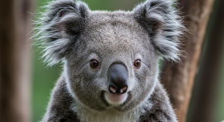 Naklejka premium A close-up portrait showcasing the unique charm of a gray Australian koala