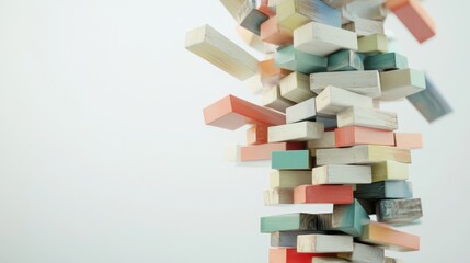 Creative stacking game challenge indoor space abstract art minimalist environment close-up view conceptual play