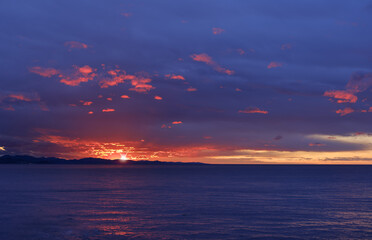 Sunset on the coast of the city of Donostia-San Sebastián, Euskadi