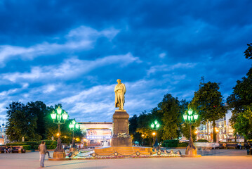 Monument to the Russian genius of poetry Alexander Pushkin. Moscow. Russia