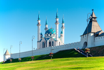 Picturesque view of the Kazan Kremlin Kul Sharif Mosque. Russia