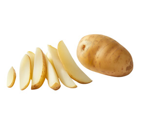 Potato and sliced potatoes on Png Format and Transparent Background
