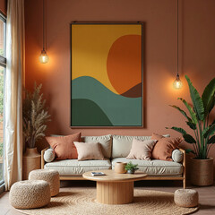 A cozy interior features a large, centered molding