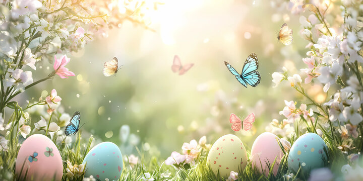 easter eggs in the grass