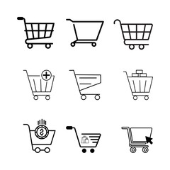 shopping cart icon, Bed trolley, illustration, vector, 