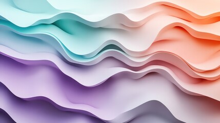Fototapeta premium Abstract gradient background with white to soft lavender, teal and coral, featuring a smooth blend, ideal for modern and elegant designs.