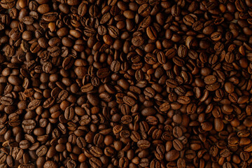 Richly roasted coffee beans create a tapestry of deep, aromatic colors