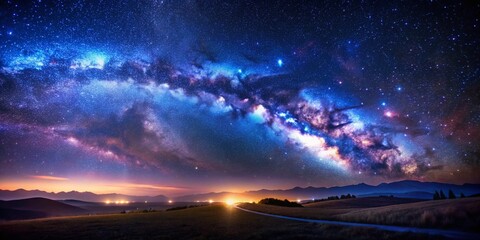 Fototapeta premium Miniature Night Sky: Starry Galaxy Landscape with Tilt-Shift Effect