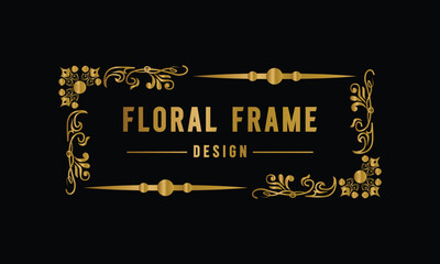 Golden decorative floral luxury frame retro vector