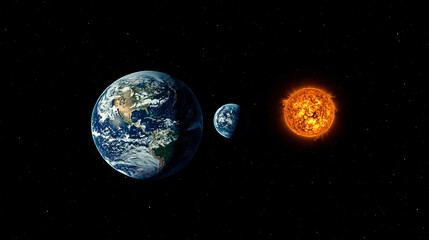 Fototapeta premium Stunning earth sun and moon celestial space universe planets solar system