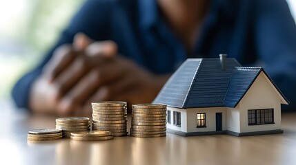 Woman saving money for house.