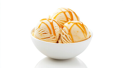 Creamy caramel ice cream scoops in a bowl (22)