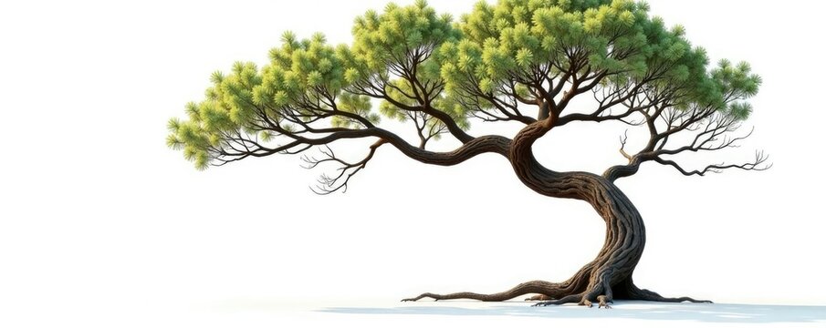 Twisted tree branches isolated on white background, white, tree