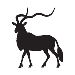 Addax Silhouette Vector - Professional and Realistic Curved-Horned Antelope Artwork for Eco-Conscious and Adventure Brands - Addax Vector - Addax Icon - Addax Illustration

