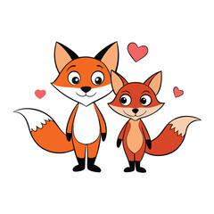 A pair of foxes snuggle close, their tails intertwined. Their eyes sparkle with affection as they share a tender moment under the moonlight, lost in love.