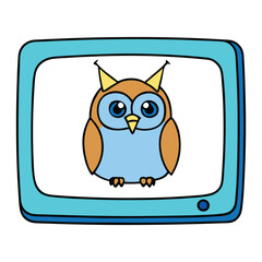 Owl-on-TV-Skin features a stylized owl displayed on a vintage TV screen, blending retro aesthetics with modern design. Its glowing eyes and static effects create a unique vibe.