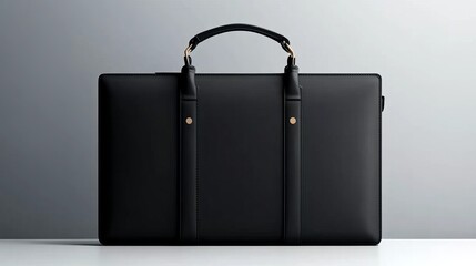 Stylish black leather briefcase with elegant detailing, perfect for professionals seeking a sleek and modern look.