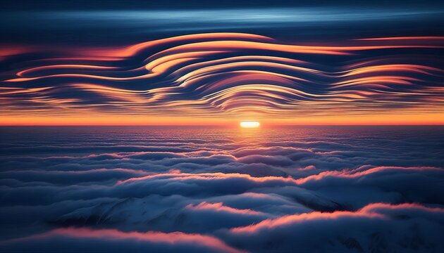 Sunrise with Kelvin Helmholtz Clouds in Multiple Layers A rare c