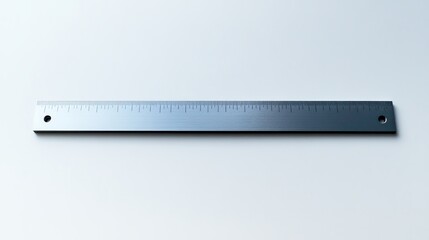 A sleek metal ruler with a brushed finish, set against a soft gradient background, perfect for precision measuring.