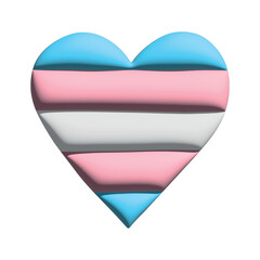 Colorful heart shape Transgender pride flag Happy pride day LGBTQ community Pride Month Vector 3d clipart for posters, stickers, logo, cards