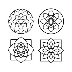 Set of simple line art mandala vector art illustration