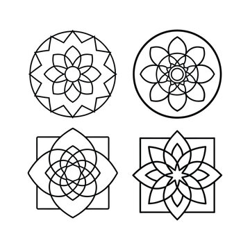 Set of simple line art mandala vector art illustration