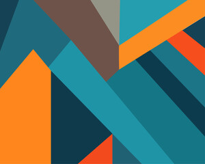 Obraz premium Geometric Shapes in Blue, Orange, and Brown