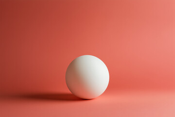 Minimal white ball on solid color background