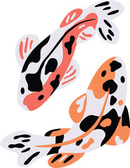 Two koi fish in traditional Japanese style as symbol of harmony and luck