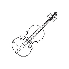 Black and white illustration, violin sketch, stringed instrument