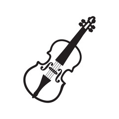 Obraz premium Black and white illustration, violin sketch, stringed instrument