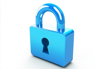 3D blue padlock icon with keyhole