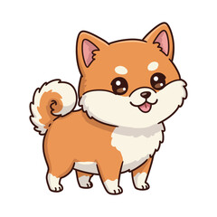 Adorable Shiba Inu Puppy Cartoon Illustration
