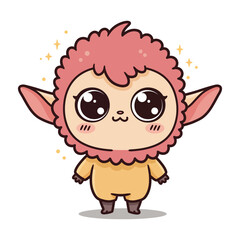 Adorable Pink Sheep Cartoon Character Illustration