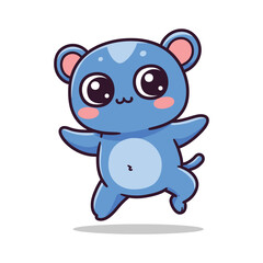 Adorable Blue Kawaii Bear Cub Cartoon Illustration