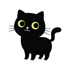 Adorable Black Kitten Cute Cartoon Cat Illustration