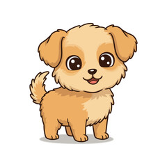Adorable Golden Puppy Cartoon Illustration - Vector Graphic