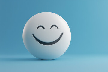 Smiling chat bubble icon on blue background