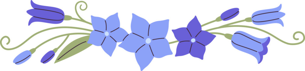 Floral Border with Bellflowers Flowers