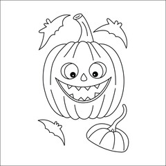 Halloween line art hand drawn coloring page
